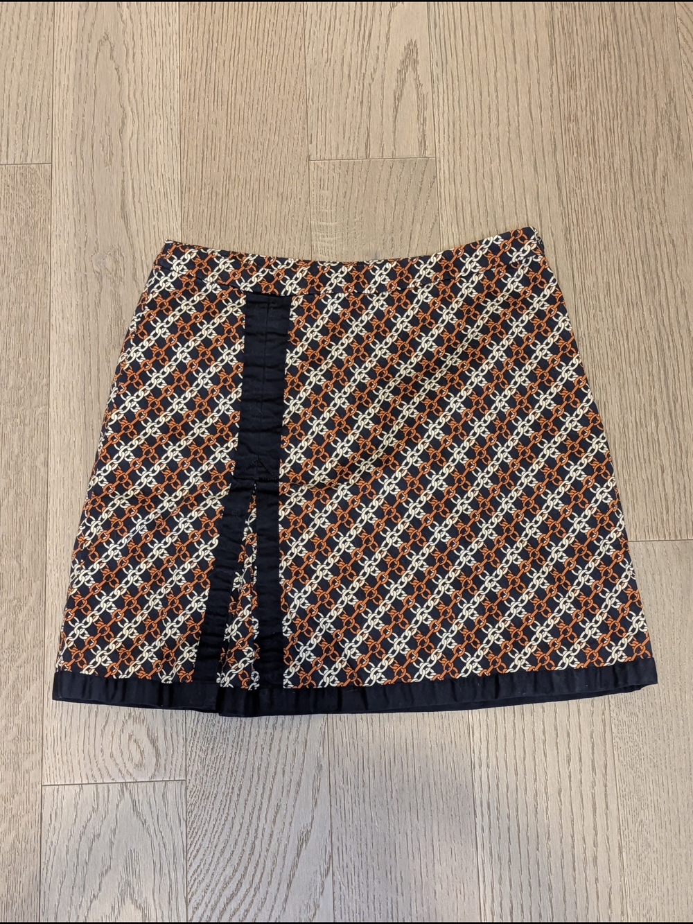 Harold's Navy, Orange and Cream Patterned Mini Skort